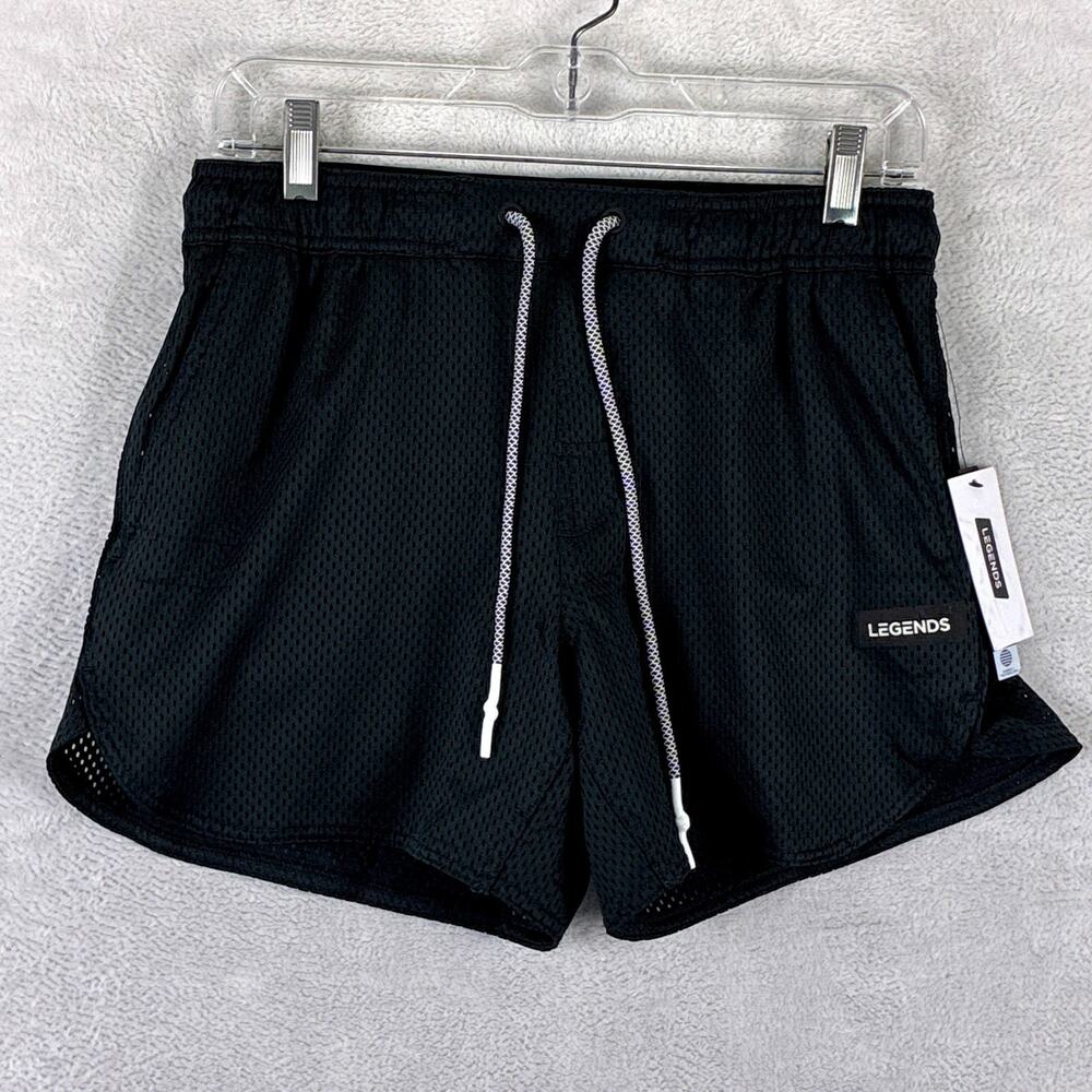 Legends Shorts Mens S Black Luka Mesh Drawstring Lined Gym Workout Running
